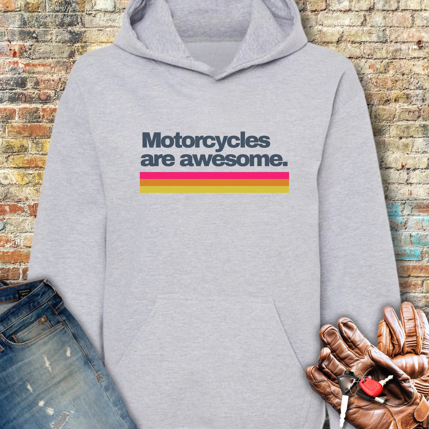 Motorcycles Are Awesome Hoodie - Sport Grey