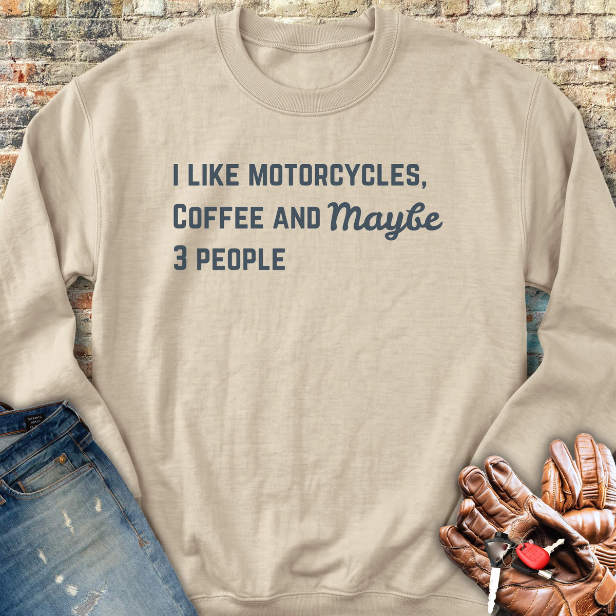 Motorcycles & Coffee Sweatshirt - Sand