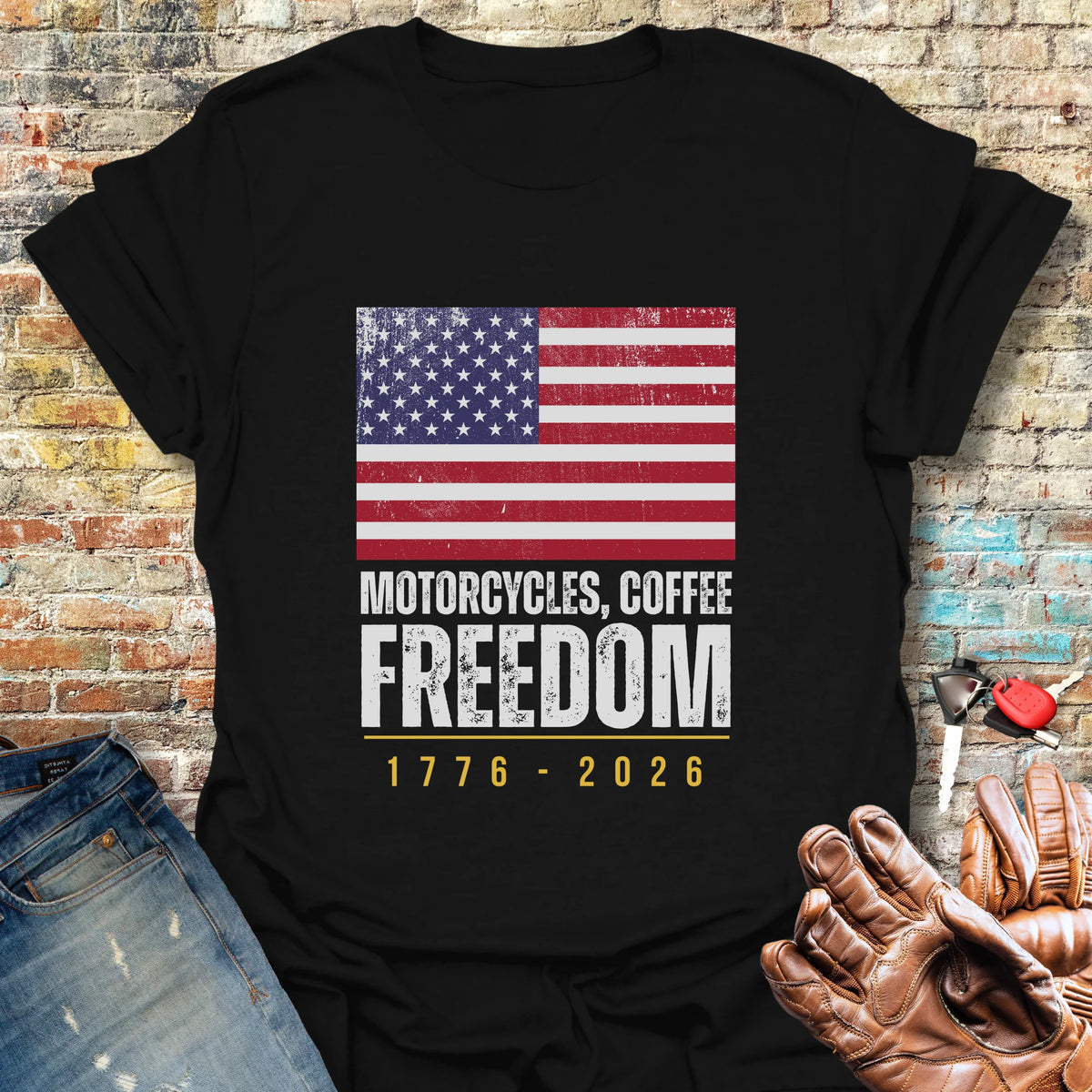 Motorcycles Coffee Freedom T-Shirt - Black