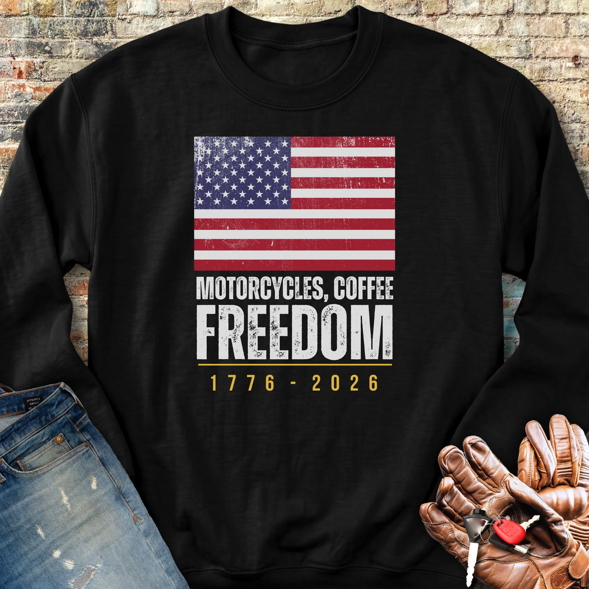 Motorcycles Coffee Freedom Sweatshirt - Black