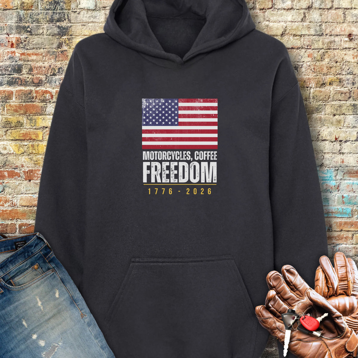 Motorcycles Coffee Freedom Hoodie - Black