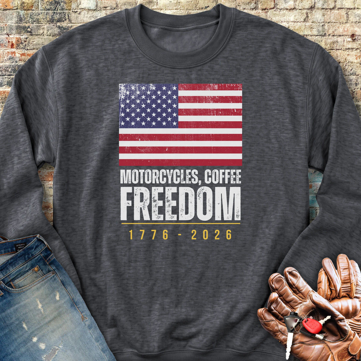 Motorcycles Coffee Freedom Sweatshirt - Dark Heather