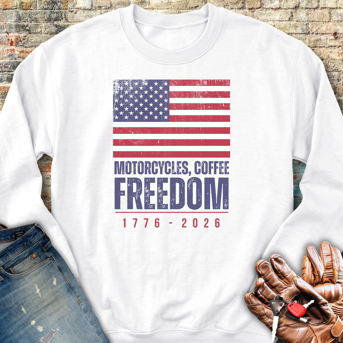 Motorcycles Coffee Freedom Sweatshirt - White