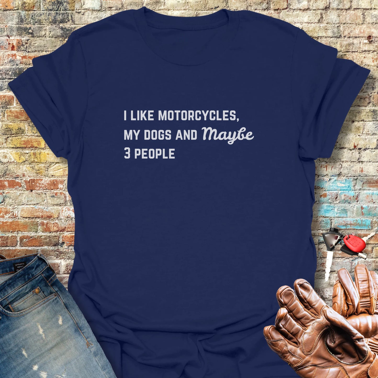 Motorcycles & Dogs T-Shirt - Navy