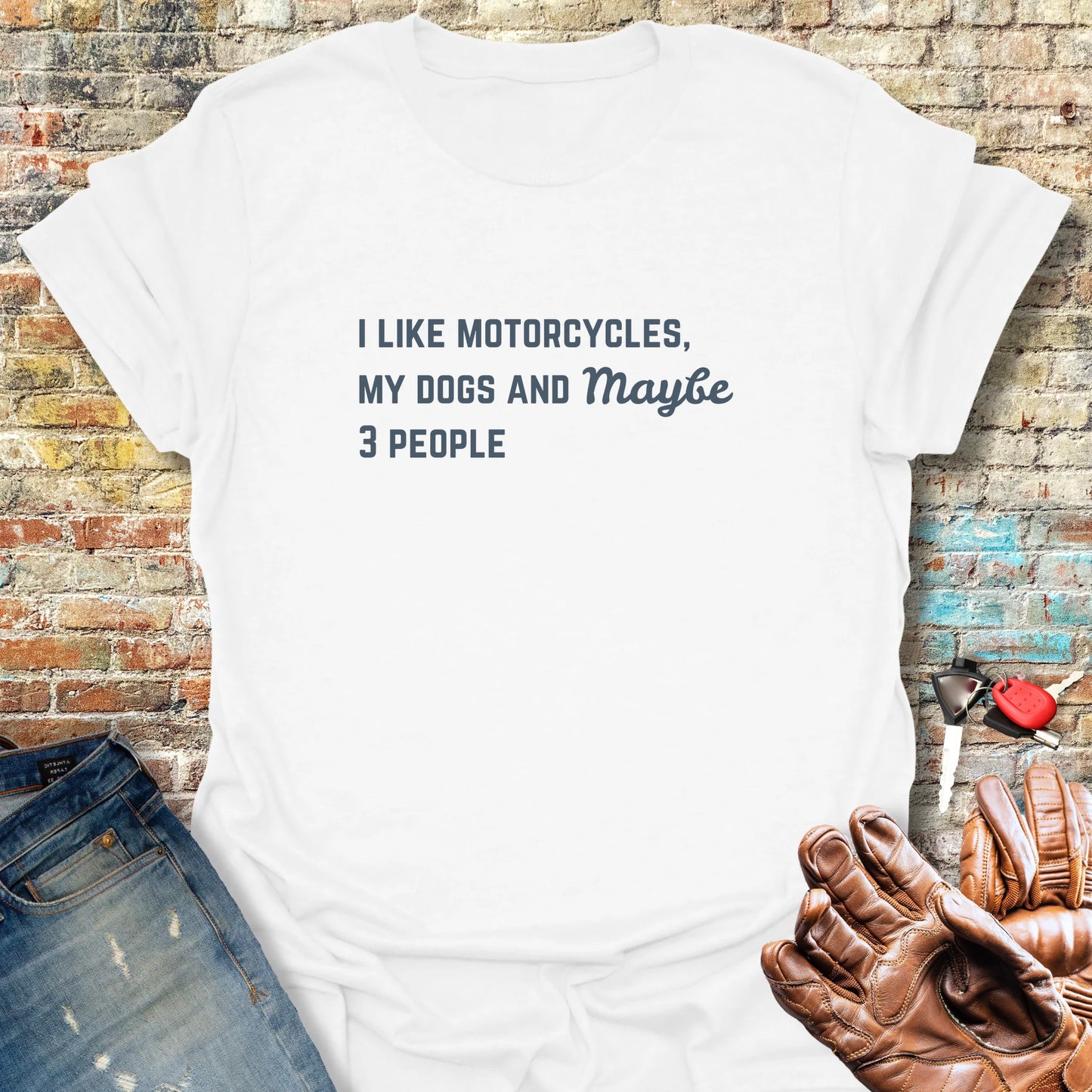 Motorcycles & Dogs T-Shirt - White
