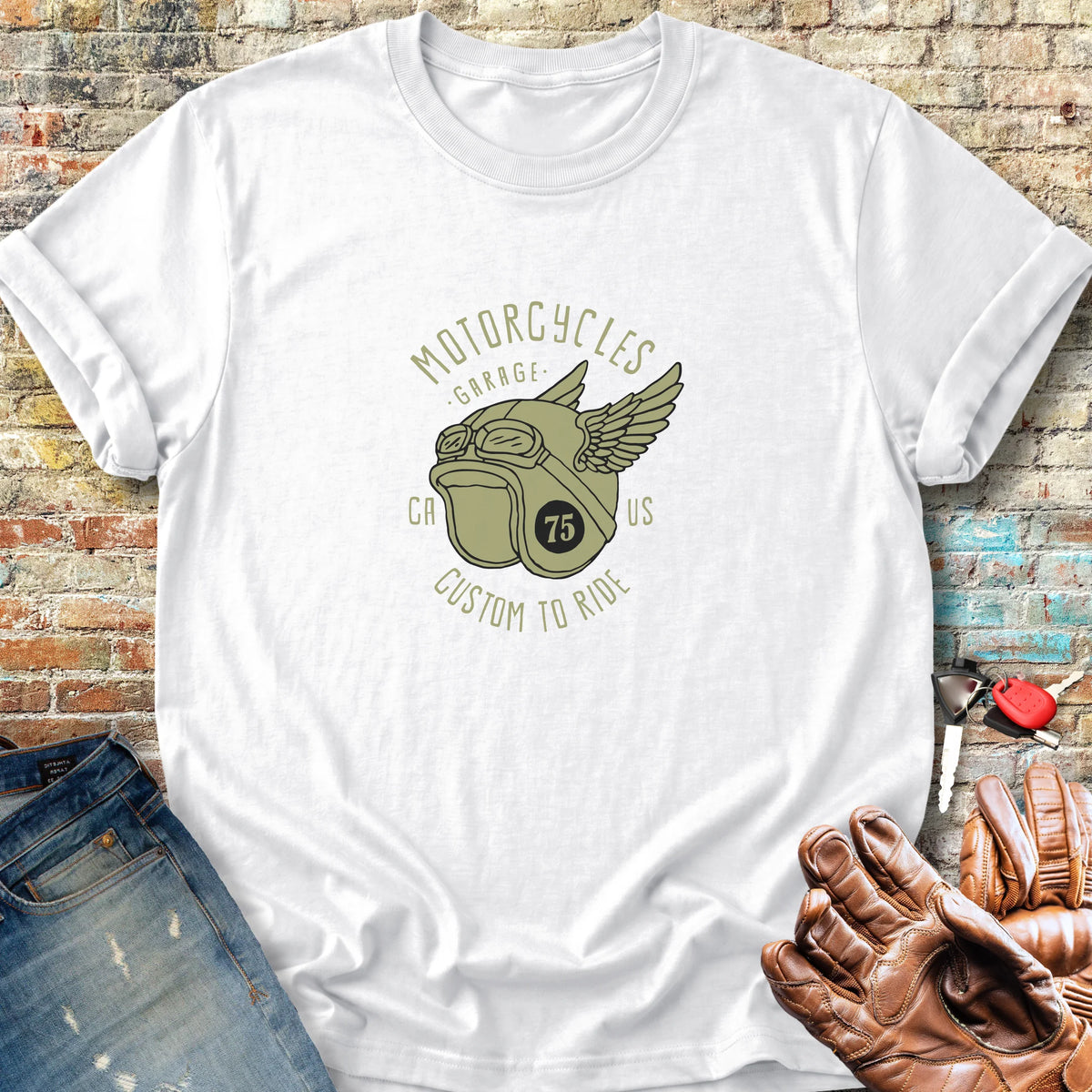 Motorcycles Garage Classic T-Shirt - White