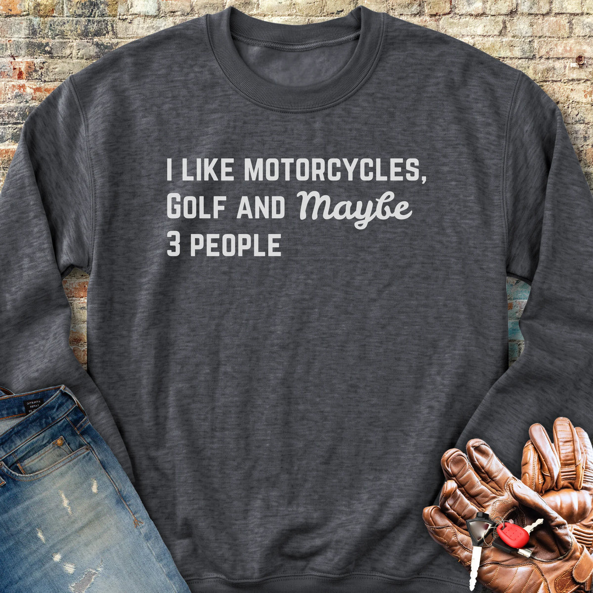 Motorcycles & Golf Sweatshirt - Dark Heather