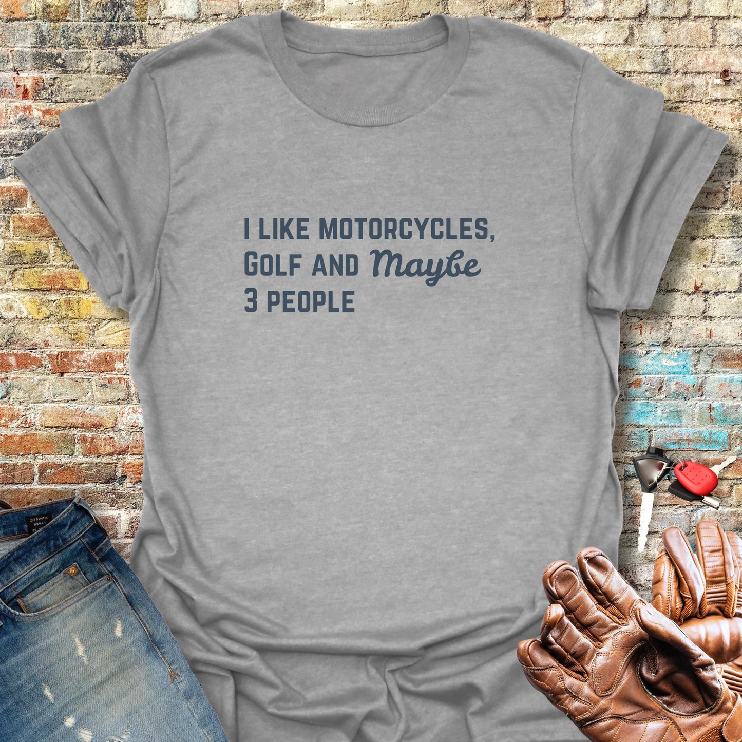 Motorcycles & Golf T-Shirt - Sport Grey