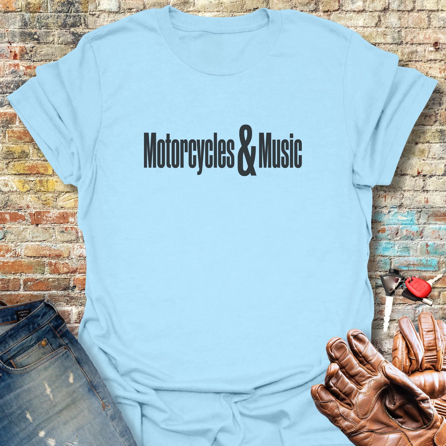 Motorcycles & Music T-Shirt - Light Blue