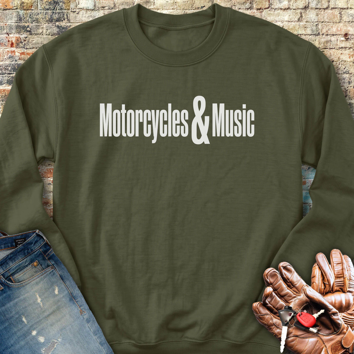 Motorcycles & Music Sweatshirt - Military Green