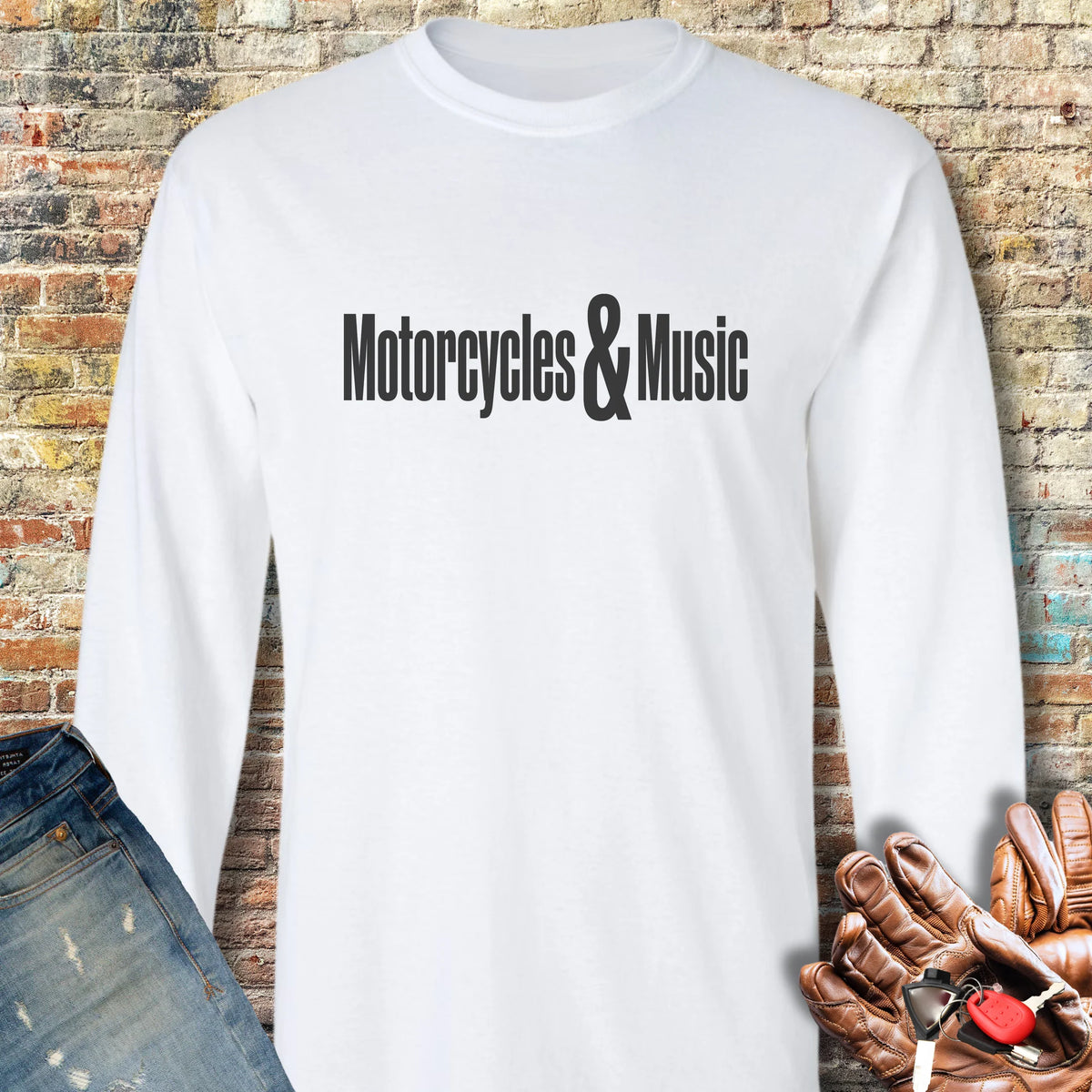 Motorcycles & Music Long Sleeve T-Shirt - White