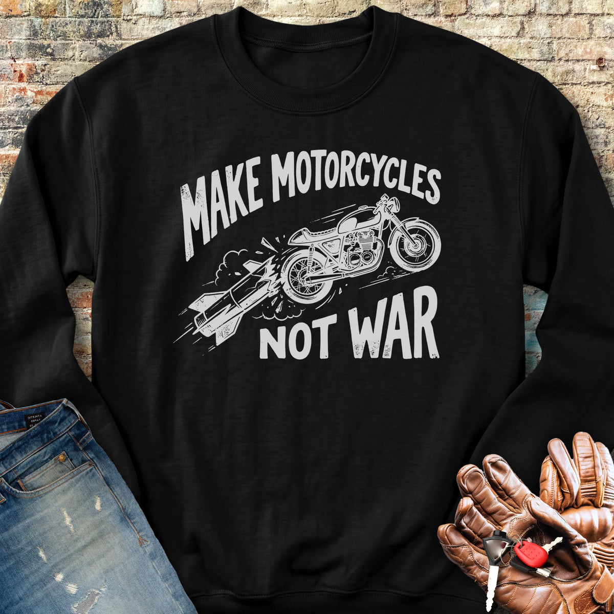 Motorcycles Not War Sweatshirt - Black