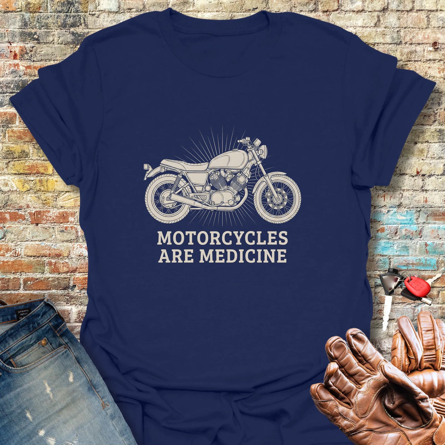 Motorcycles are Medicine T-Shirt - Navy