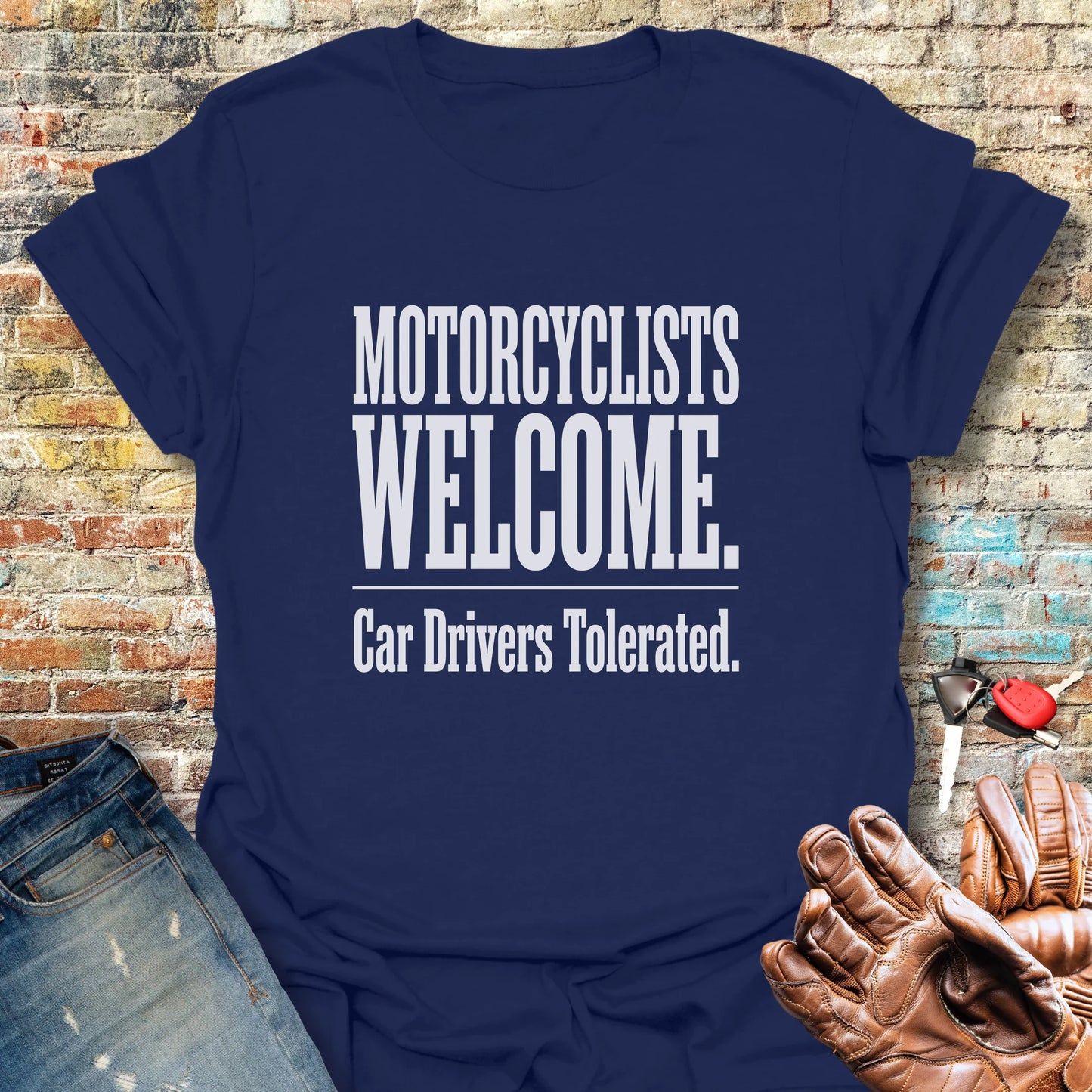 Motorcyclists Welcome T-Shirt - Navy