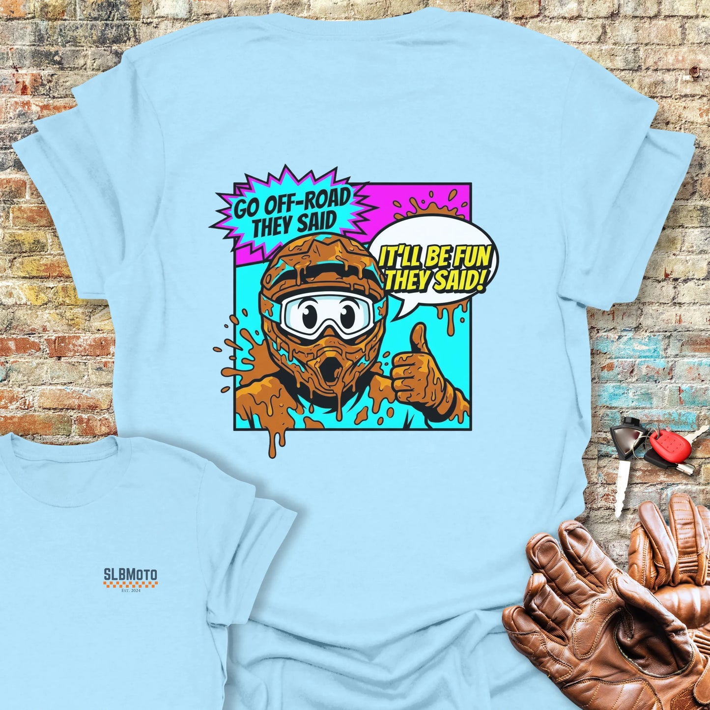 Muddy Back Print T-Shirt - Light Blue