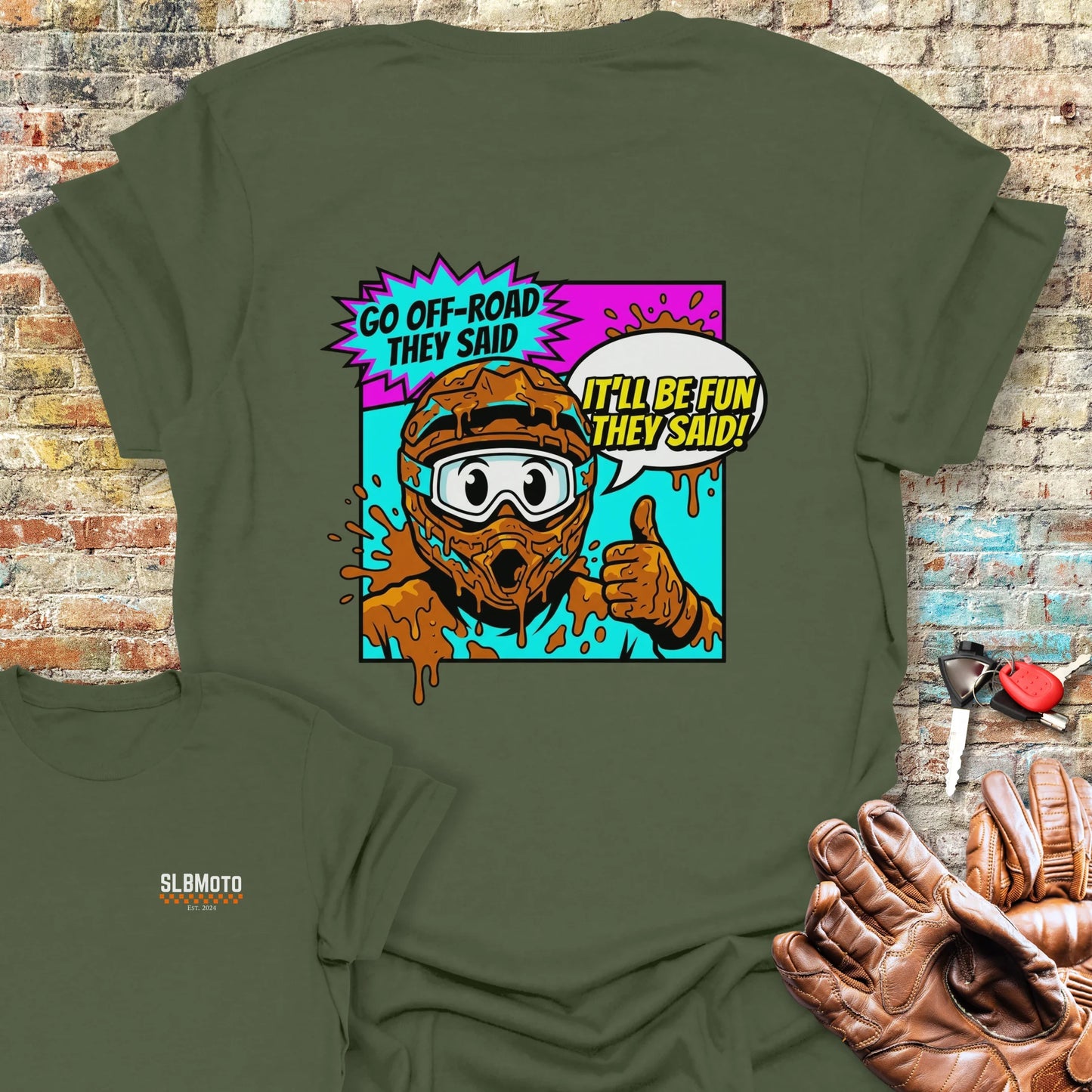 Muddy Back Print T-Shirt - Military Green