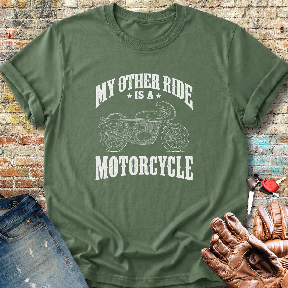 My Other Ride is a Cafe Racer Classic T-Shirt - Military Green