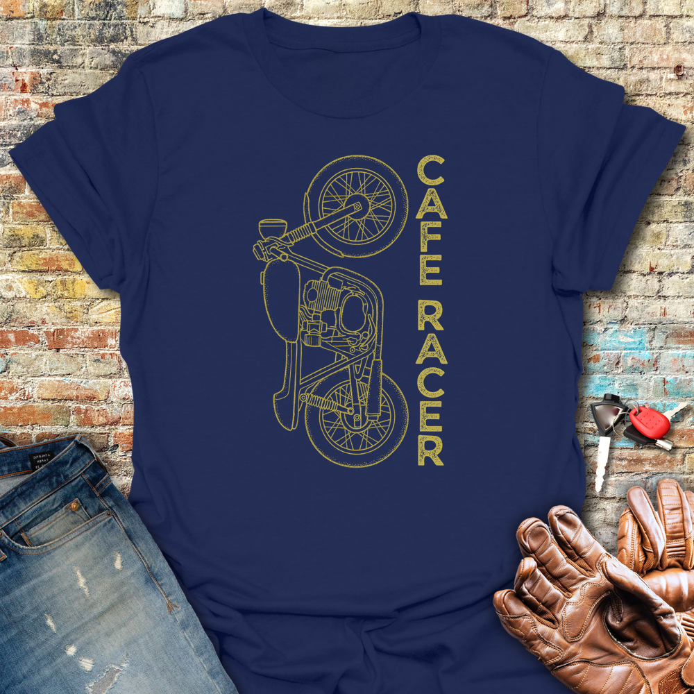 Cafe Racer Vertical T-Shirt - Navy