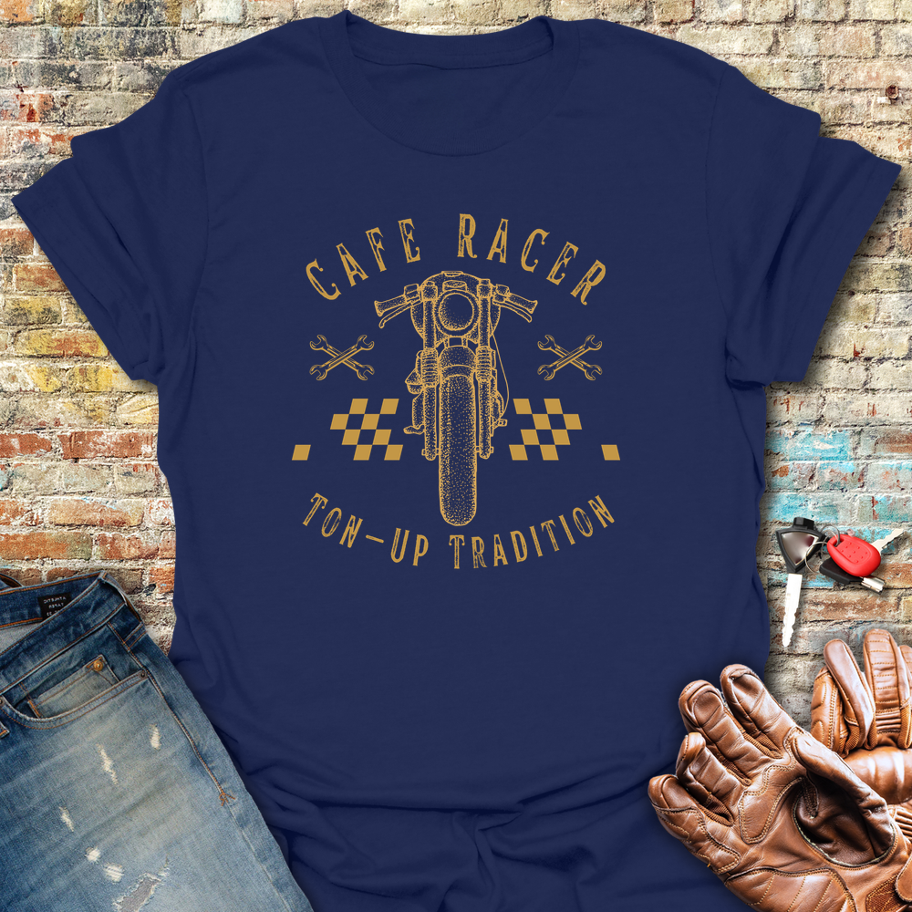 Cafe Racer Ton Up T-Shirt - Navy