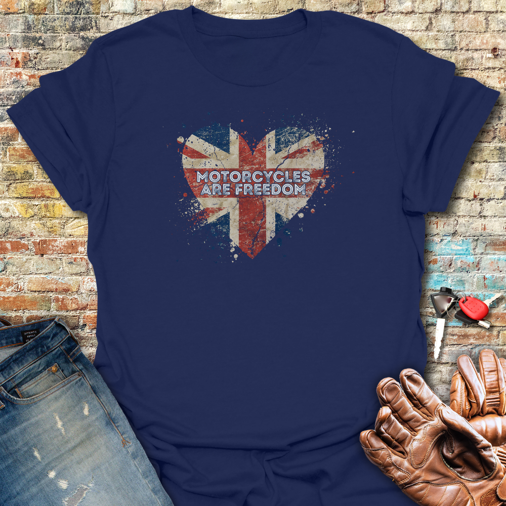 Motorcycles Are Freedom Uk T-Shirt - Navy