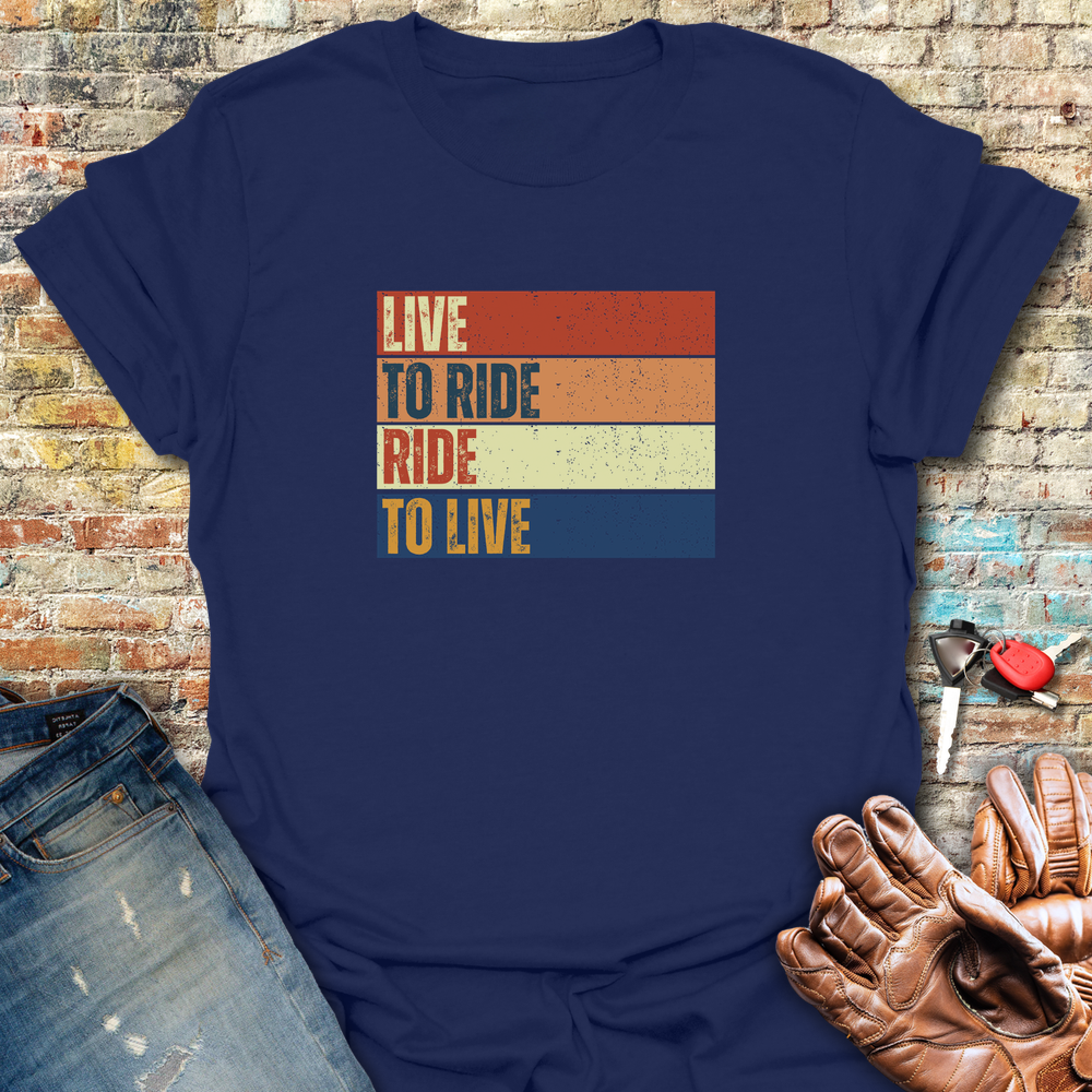 Live To Ride Block T-Shirt - Navy