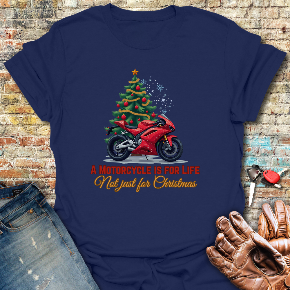 A Motorbike Is For Life Dark Image T-Shirt - Navy