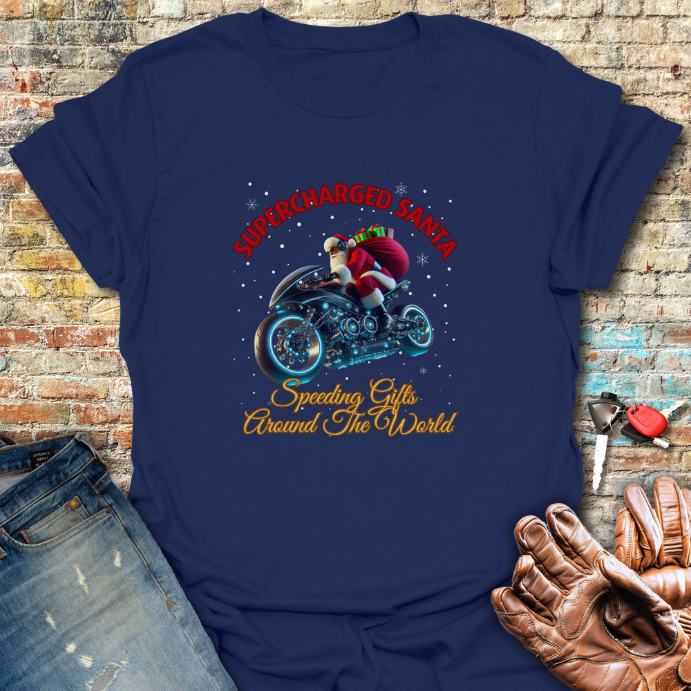 Supercharged Santa T-Shirt - Navy