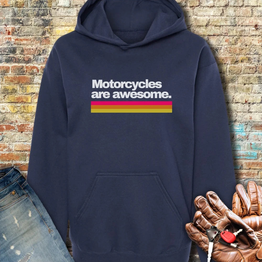 Motorcycles Are Awesome Dark Hoodie - Navy