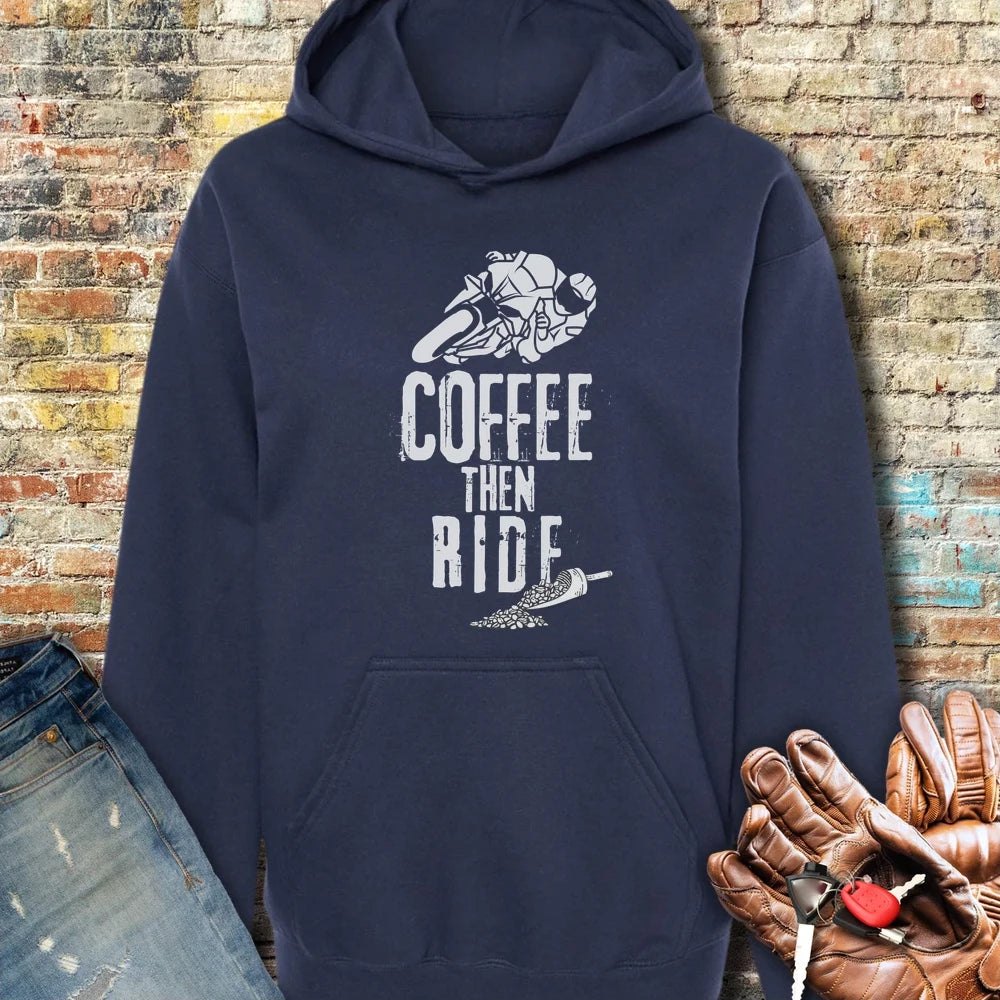 Coffee Then Ride (Race) Hoodie - Navy