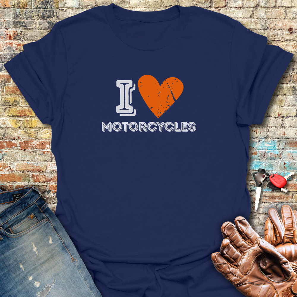 I Heart Motorcycles T-Shirt - Navy