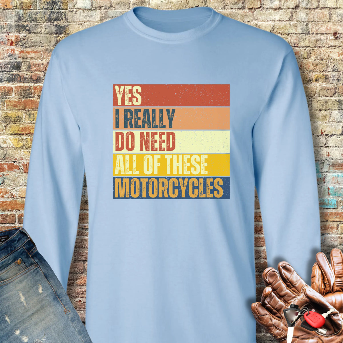 Need (Block) Long Sleeve T-Shirt - Light Blue