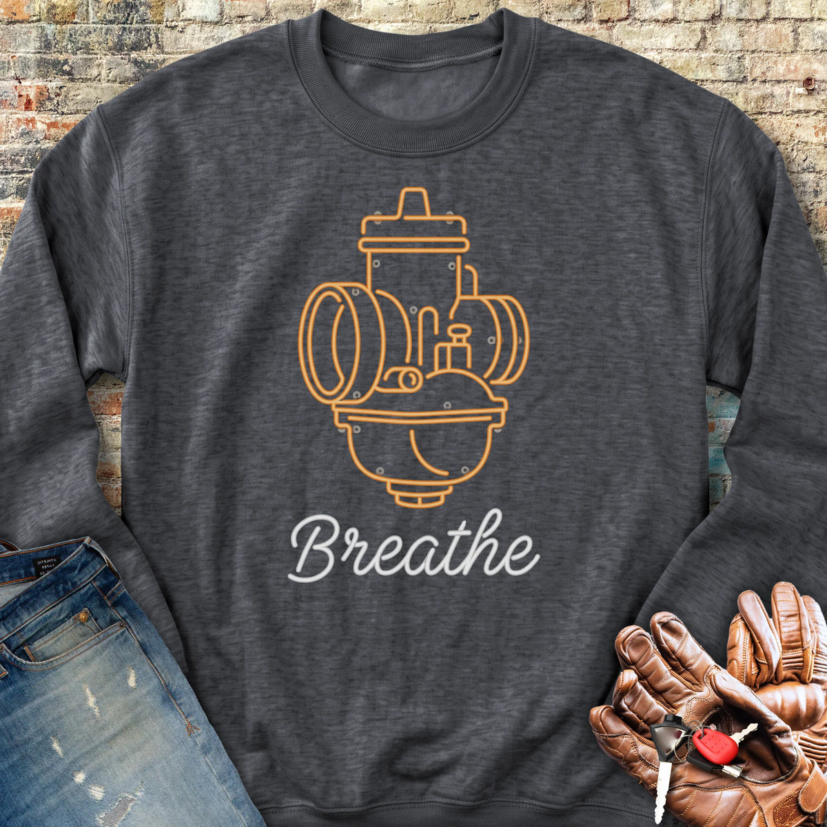 Neon Breathe Sweatshirt - Dark Heather