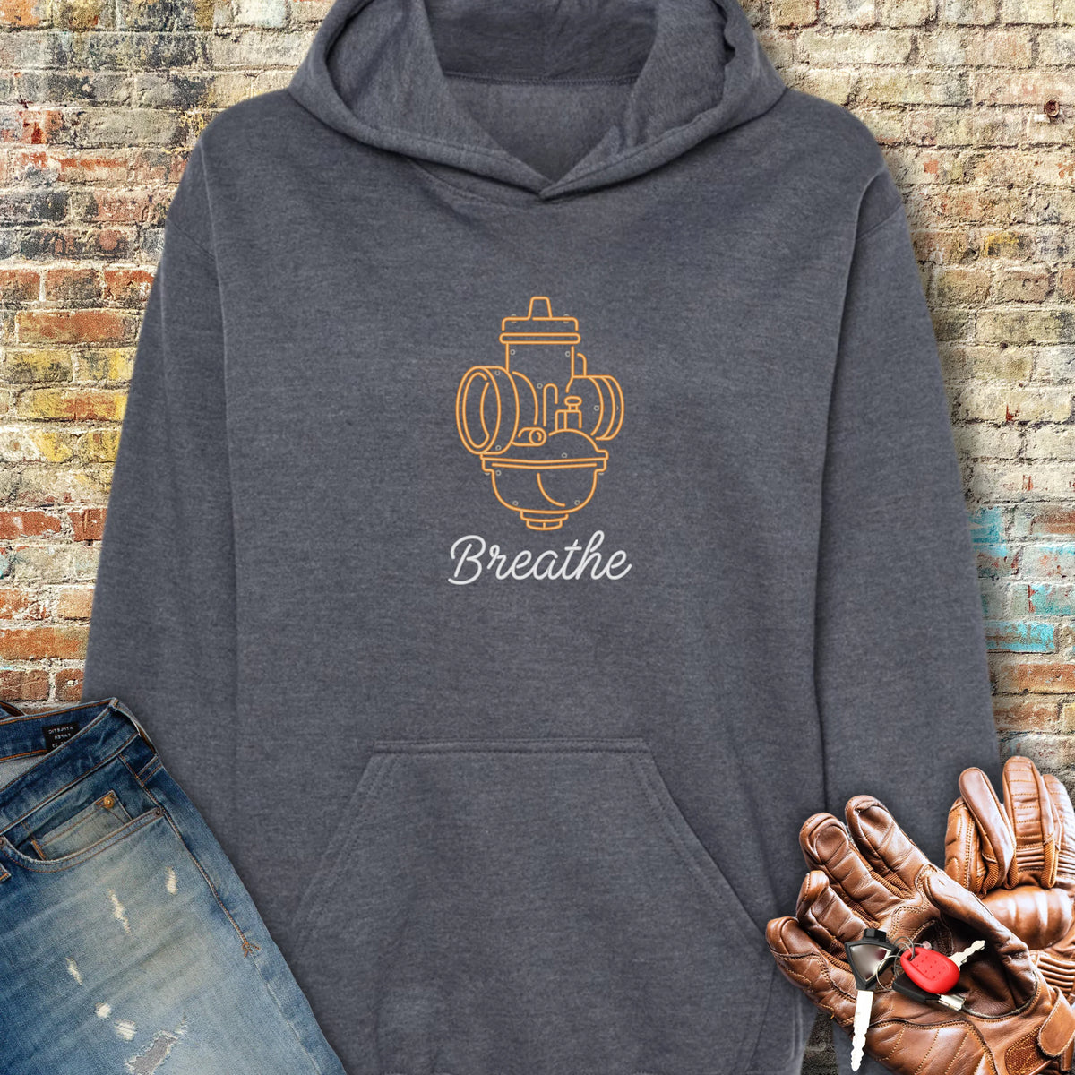 Neon Breathe Hoodie - Dark Heather