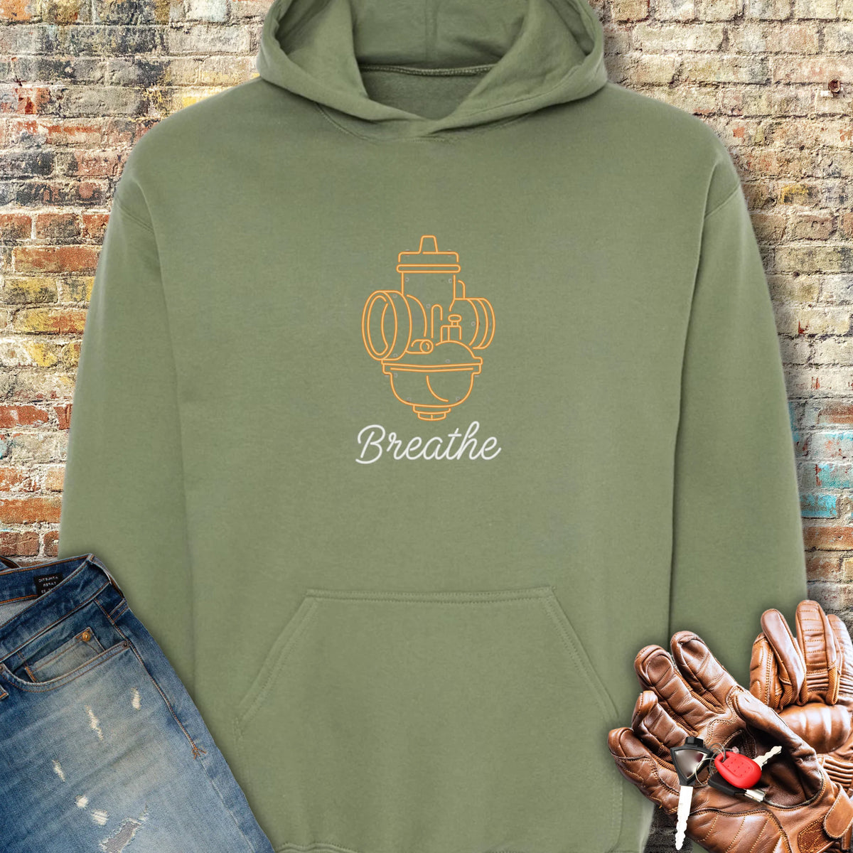 Neon Breathe Hoodie - Military Green