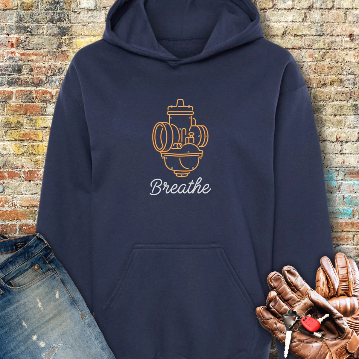 Neon Breathe Hoodie - Navy