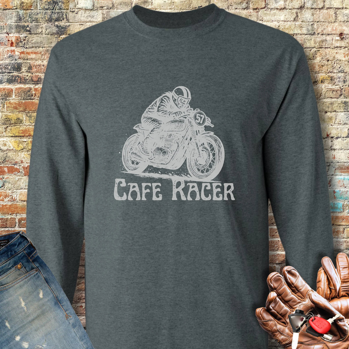 No.57 Long Sleeve T-Shirt - Dark Heather