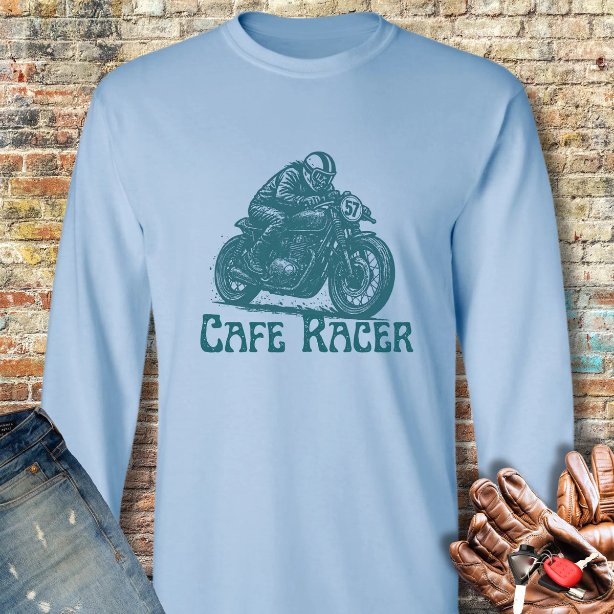 No.57 Long Sleeve T-Shirt - Light Blue