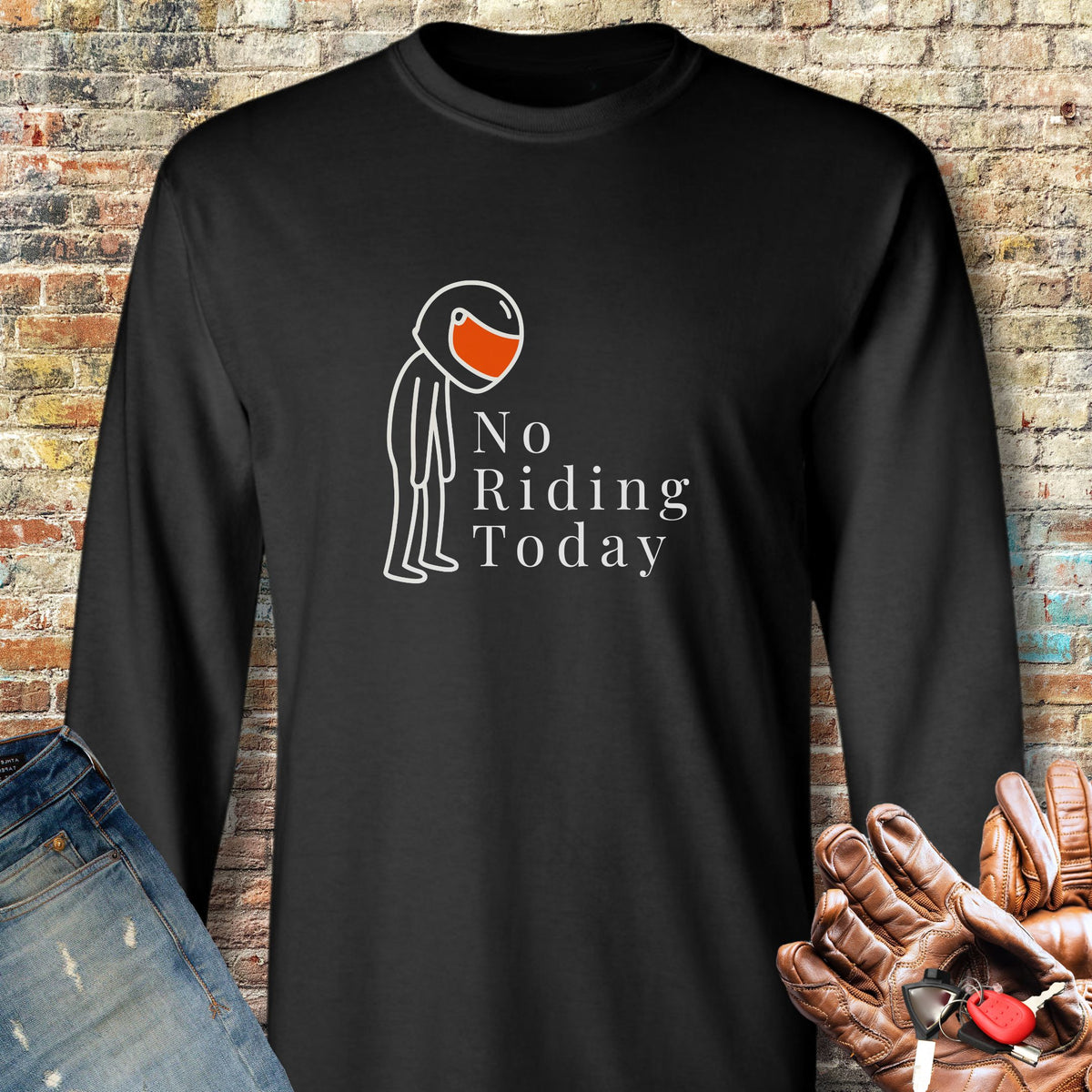 No Riding Long Sleeve T-Shirt - Black