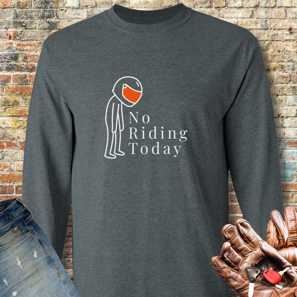 No Riding Long Sleeve T-Shirt - Dark Heather