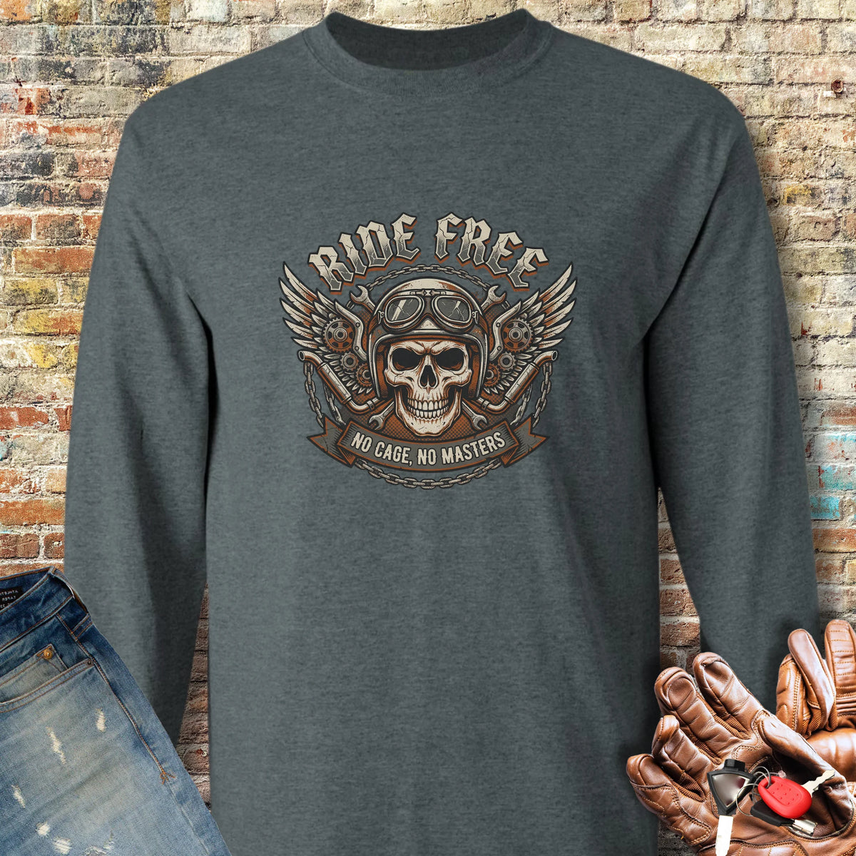 No Cage Long Sleeve T-Shirt - Dark Heather