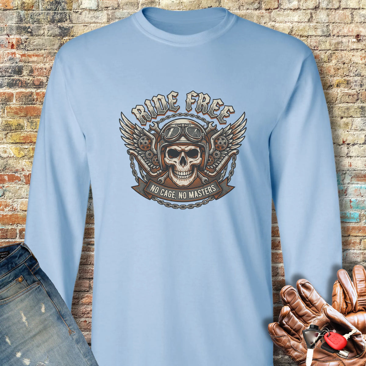 No Cage Long Sleeve T-Shirt - Light Blue