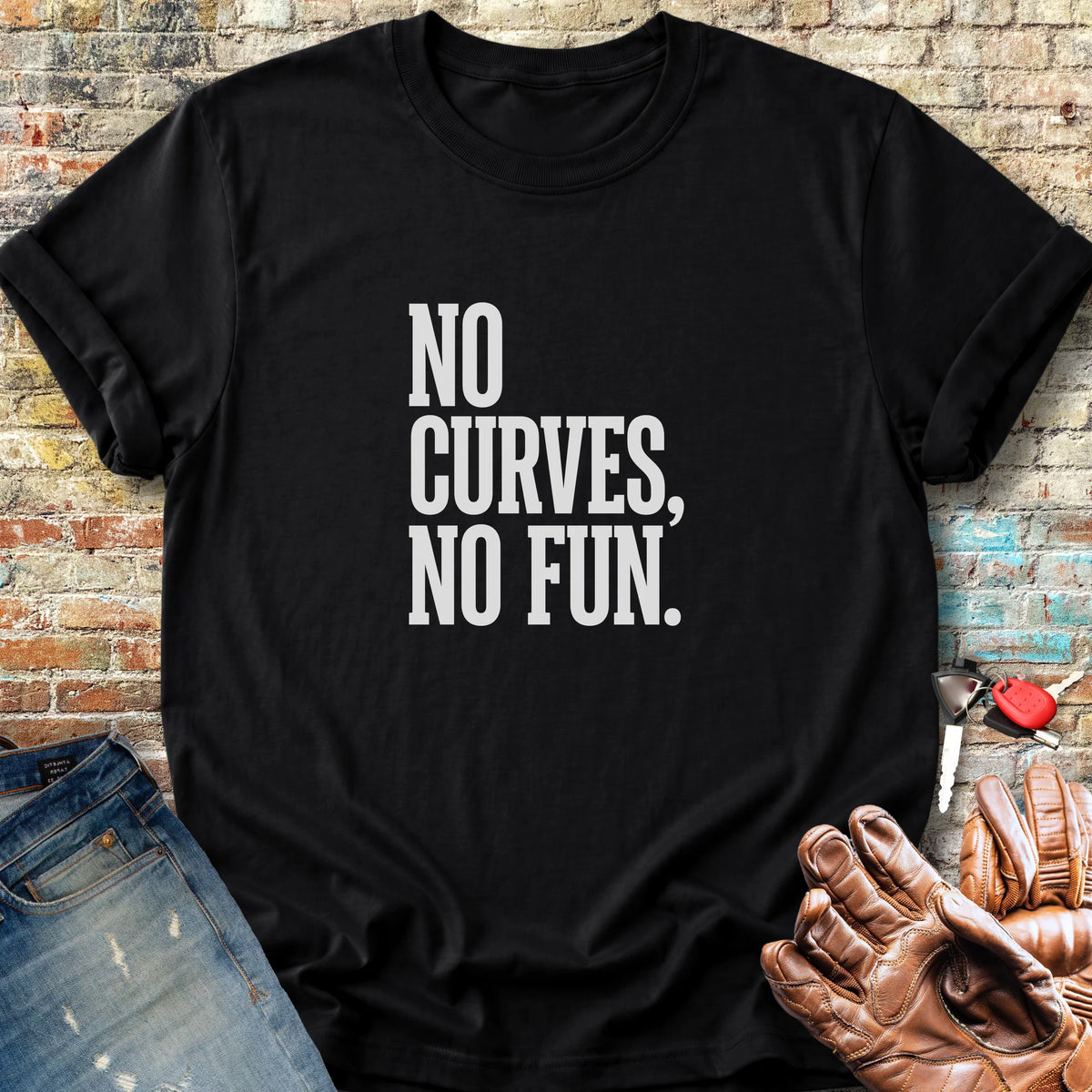 No Curves No Fun Classic T-Shirt - Black