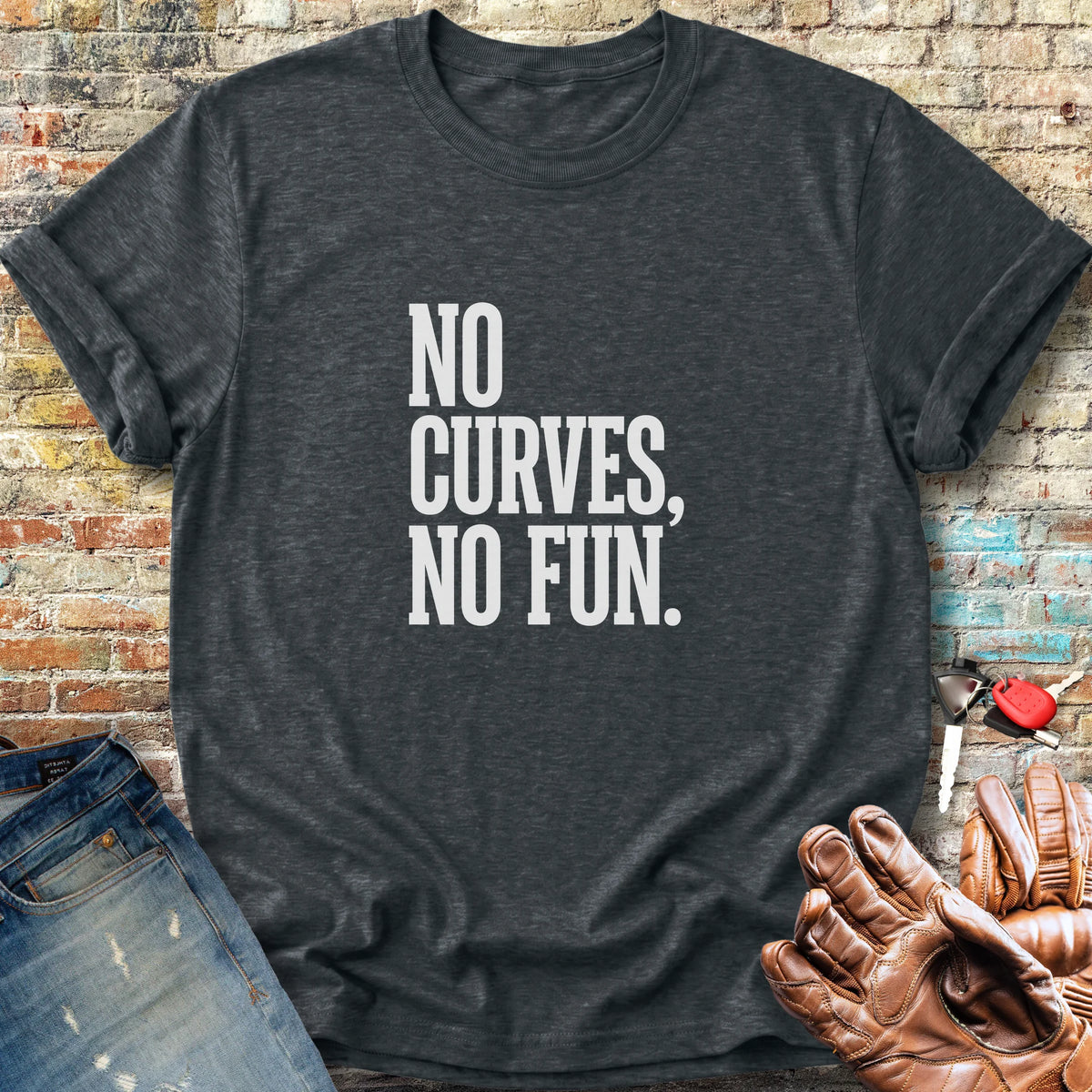 No Curves No Fun Classic T-Shirt - Dark Heather