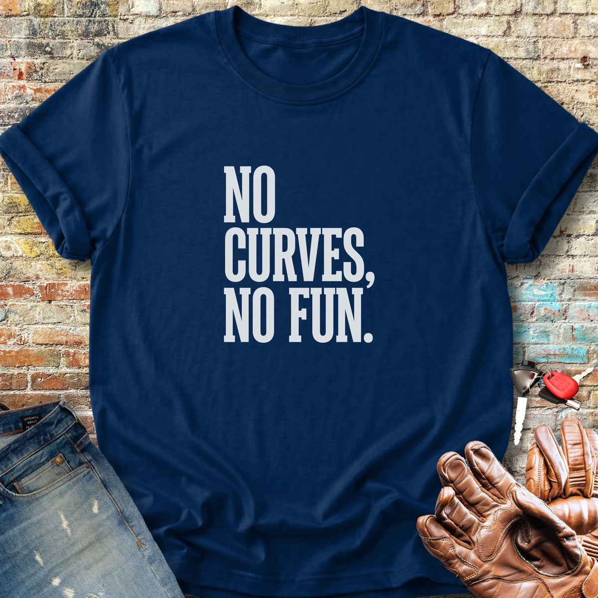 No Curves No Fun Classic T-Shirt - Navy