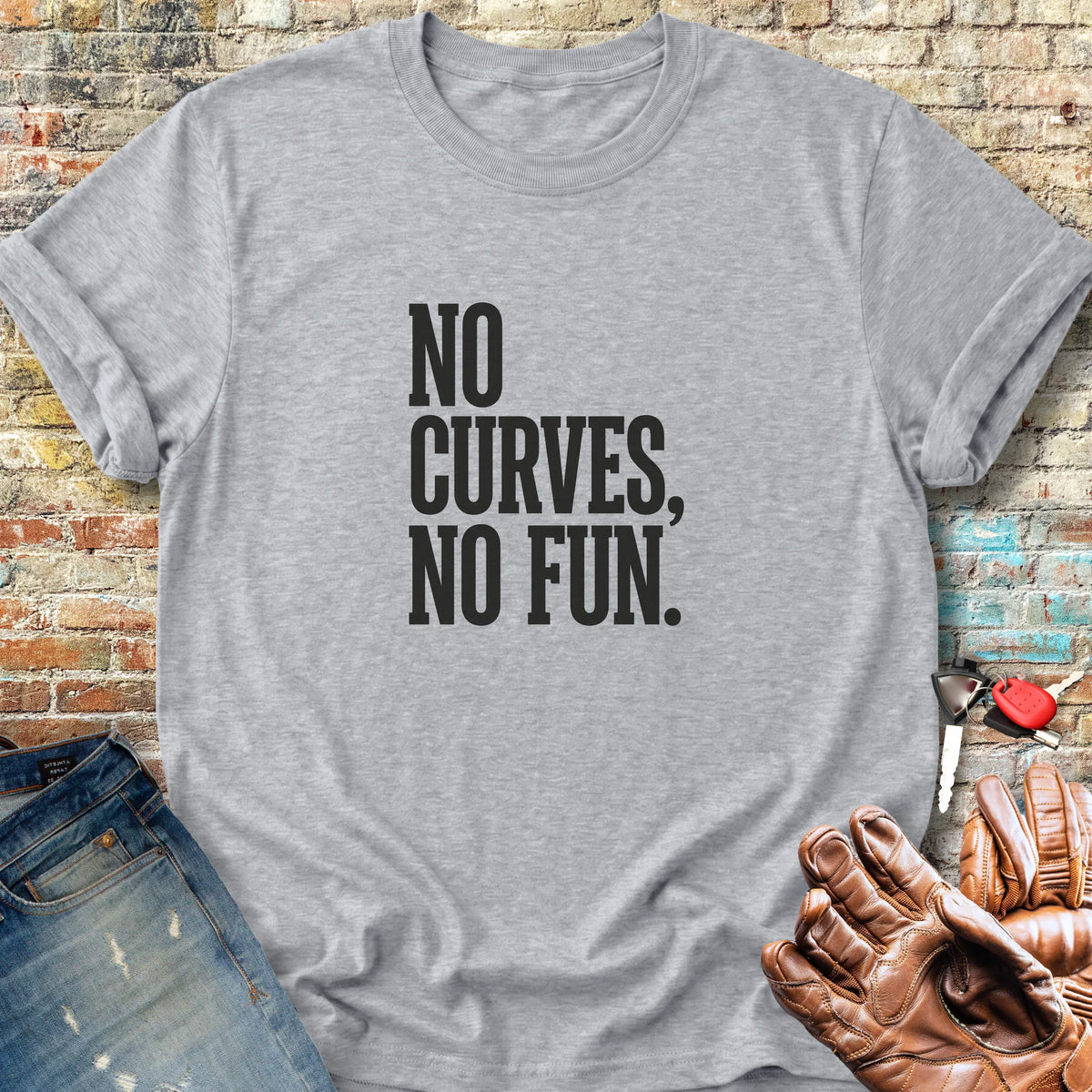 No Curves No Fun Classic T-Shirt - Sport Grey