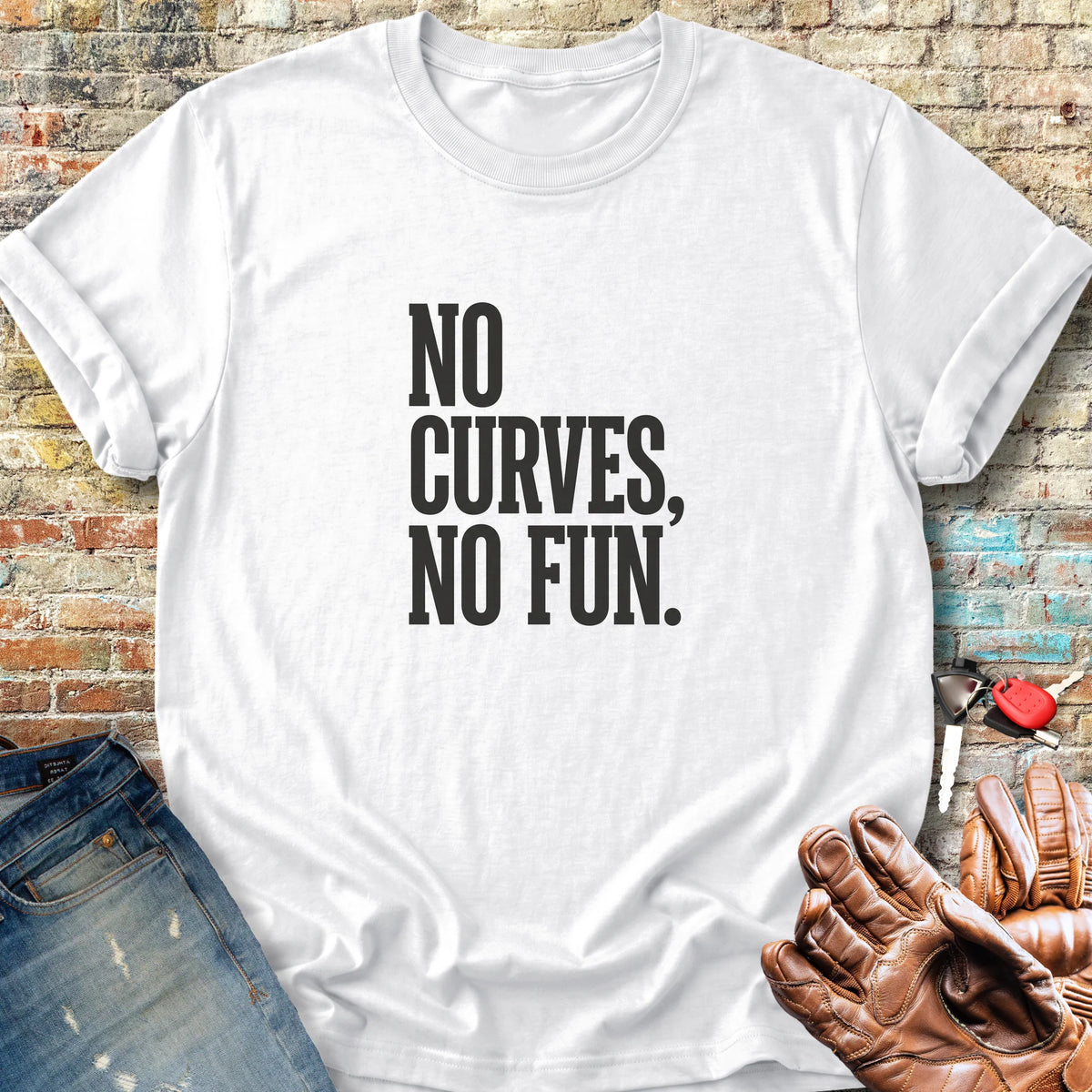 No Curves No Fun Classic T-Shirt - White
