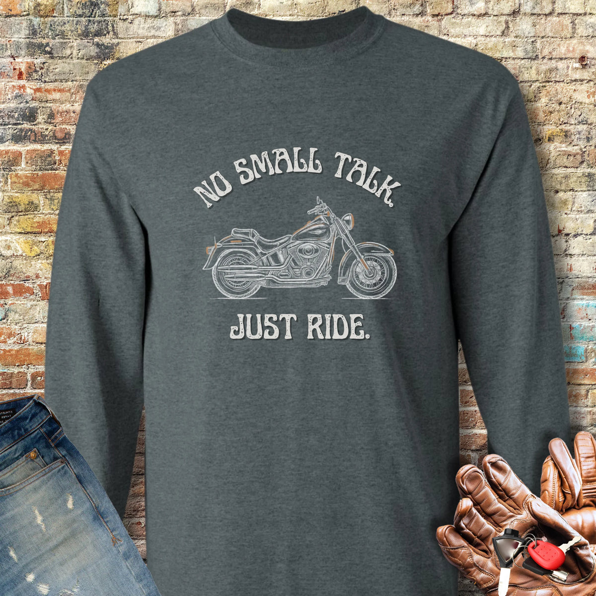 No Small Talk Long Sleeve T-Shirt - Dark Heather