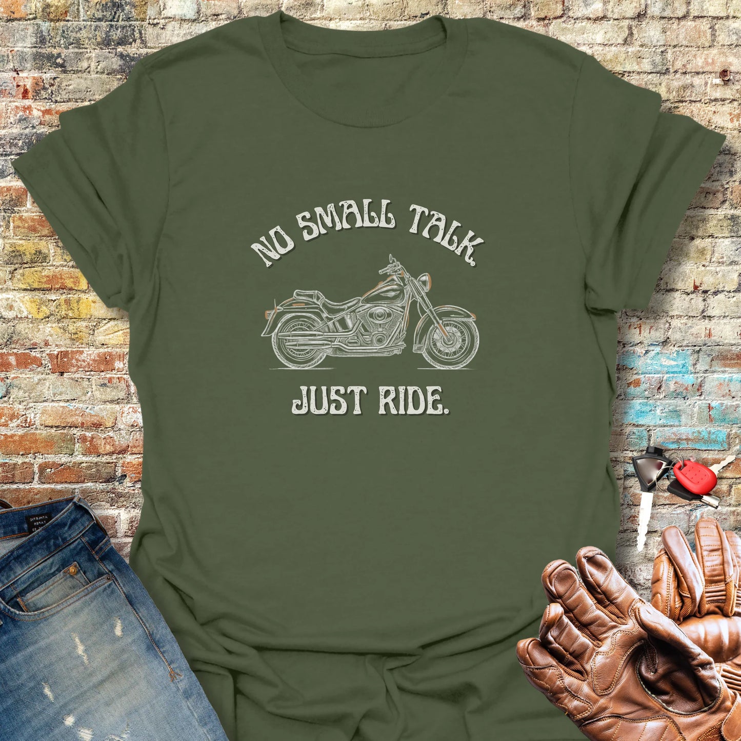 No Small Talk T-Shirt - Military Green