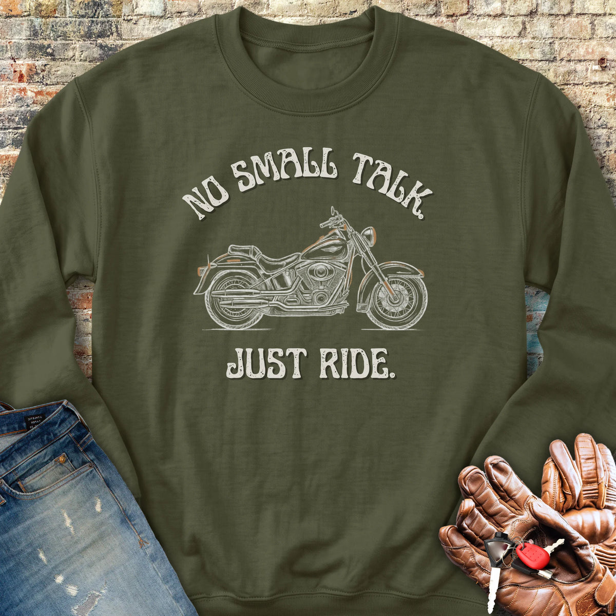 No Small Talk Sweatshirt - Military Green