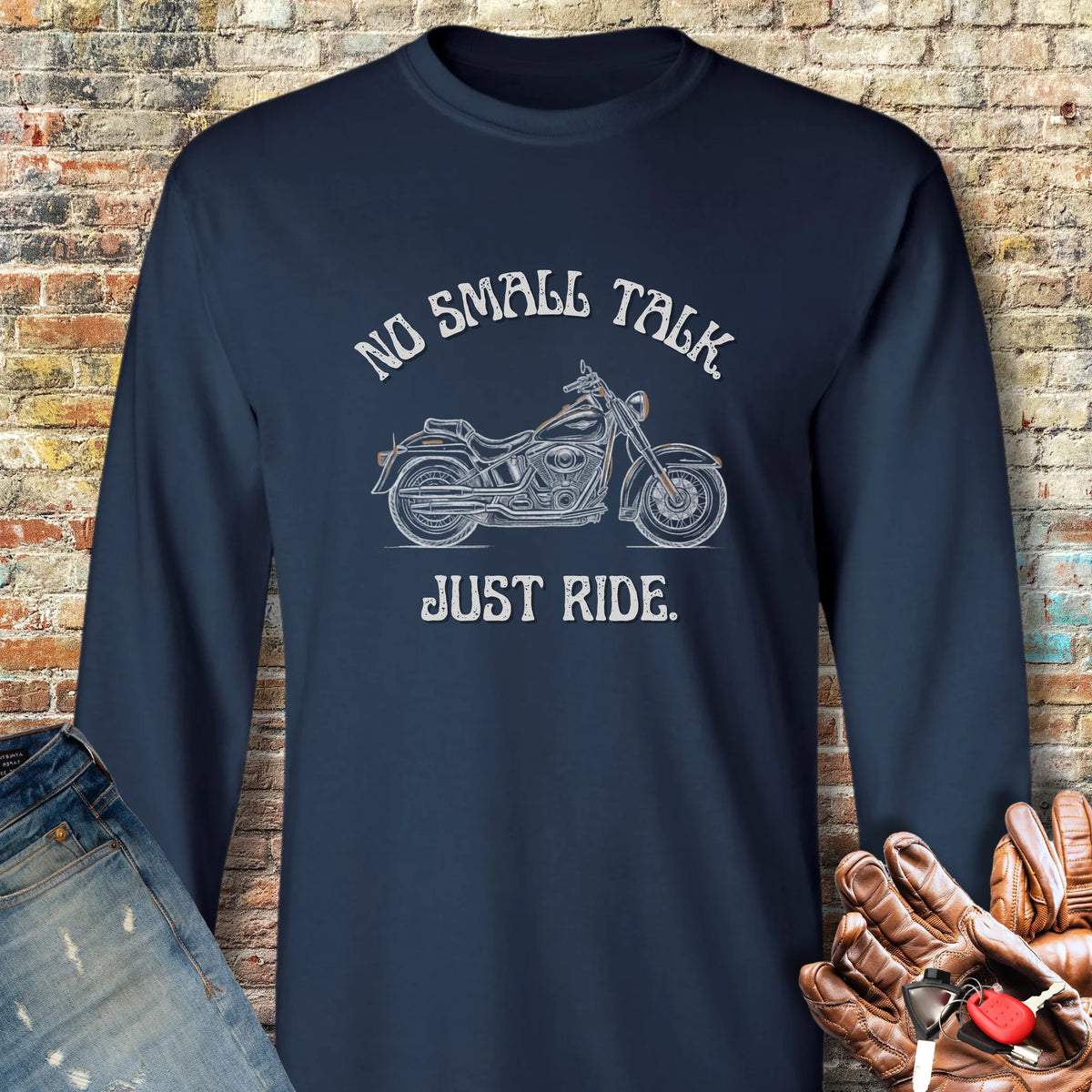 No Small Talk Long Sleeve T-Shirt - Navy